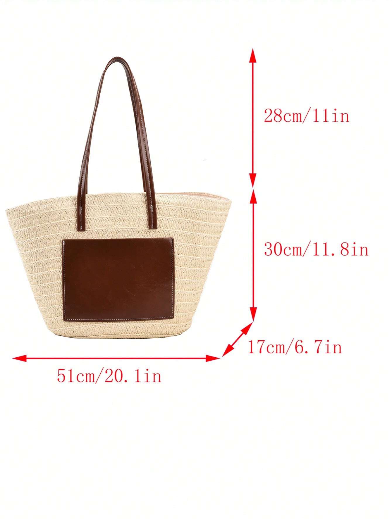 Stylish Two-Tone Summer Straw Tote Bag - Tropical Tide