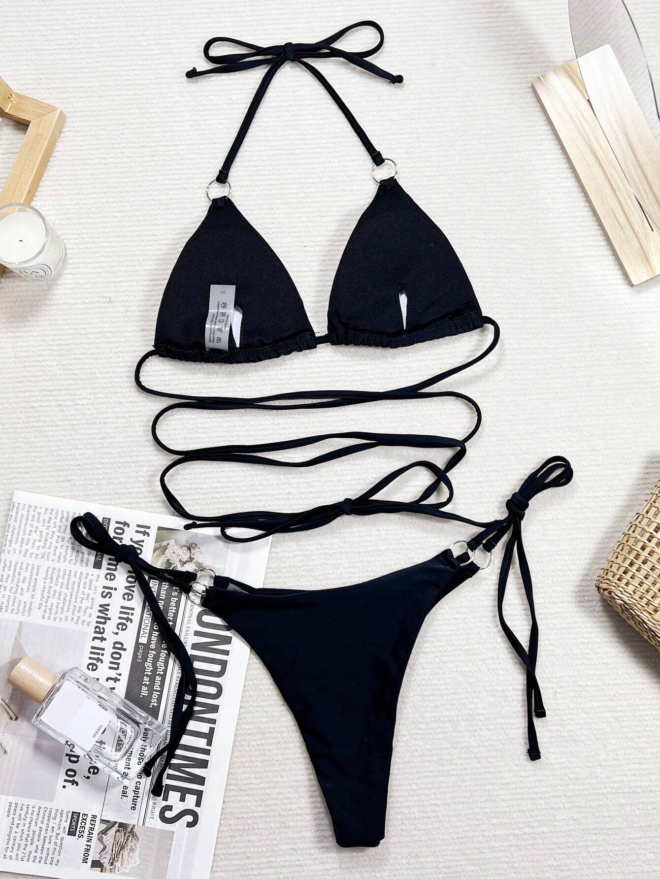 Criss-Cross Triangle Tie Bikini Set