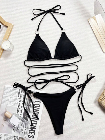 Criss-Cross Triangle Tie Bikini Set