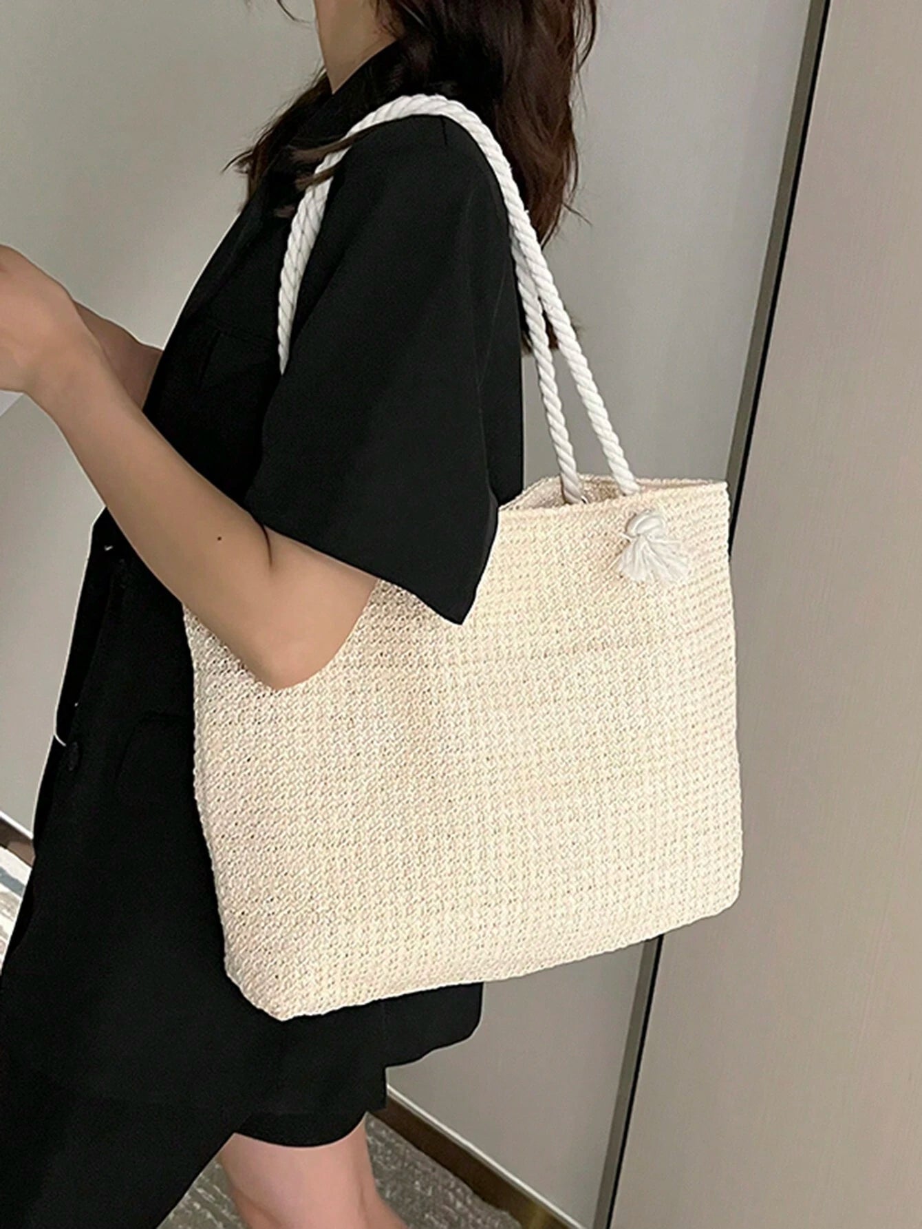 Summer Essential Straw Tote Bag - Tropical Tide