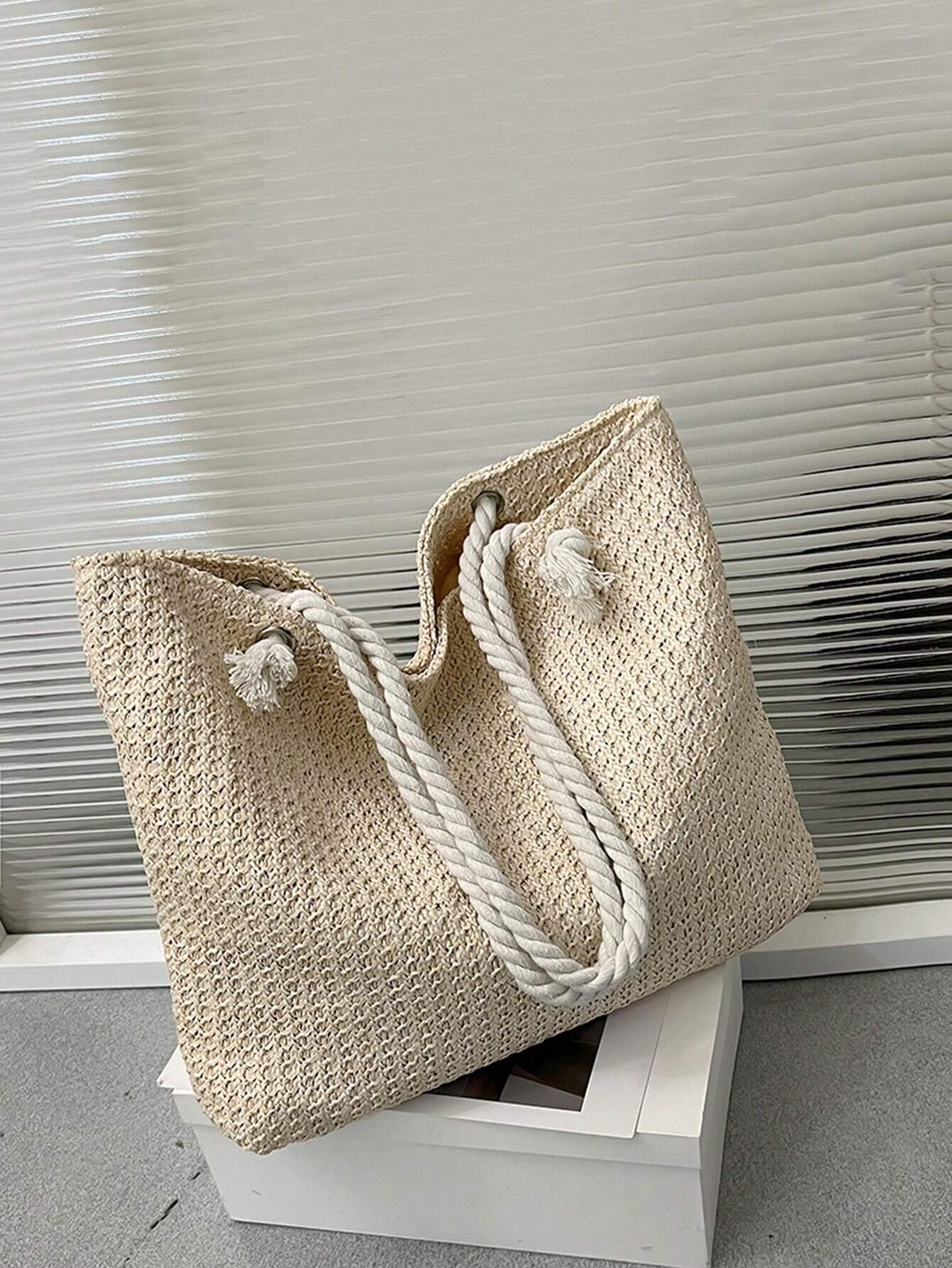 Summer Essential Straw Tote Bag - Tropical Tide