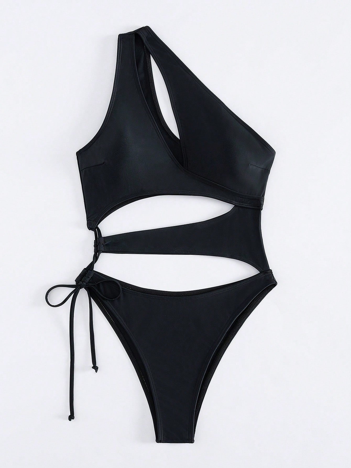 One-Shoulder Hollow-Out Swimsuit - Tropical Tide