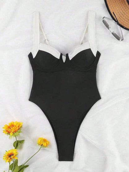 Luxe Noir V-Neck Swimsuit